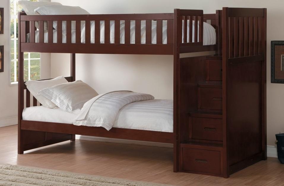 Homelegance Rowe Bunk Bed w/ Reversible Step Storage in Dark Cherry B2013SBDC-1* - Premium Bed from Homelegance (Titan Warehouse) - Just $914.55! Shop now at Furniture Wholesale Plus  We are the best furniture store in Nashville, Hendersonville, Goodlettsville, Madison, Antioch, Mount Juliet, Lebanon, Gallatin, Springfield, Murfreesboro, Franklin, Brentwood