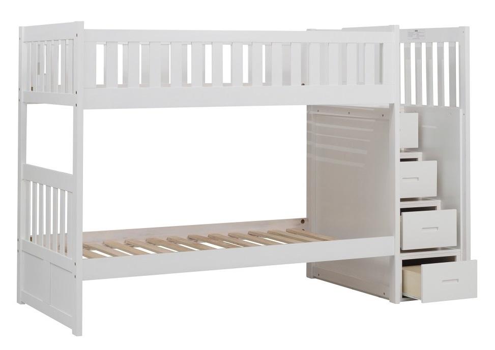 Homelegance Galen Bunk Bed w/ Reversible Step Storage in White B2053SBW-1* - Premium Bed from Homelegance (Titan Warehouse) - Just $914.55! Shop now at Furniture Wholesale Plus  We are the best furniture store in Nashville, Hendersonville, Goodlettsville, Madison, Antioch, Mount Juliet, Lebanon, Gallatin, Springfield, Murfreesboro, Franklin, Brentwood