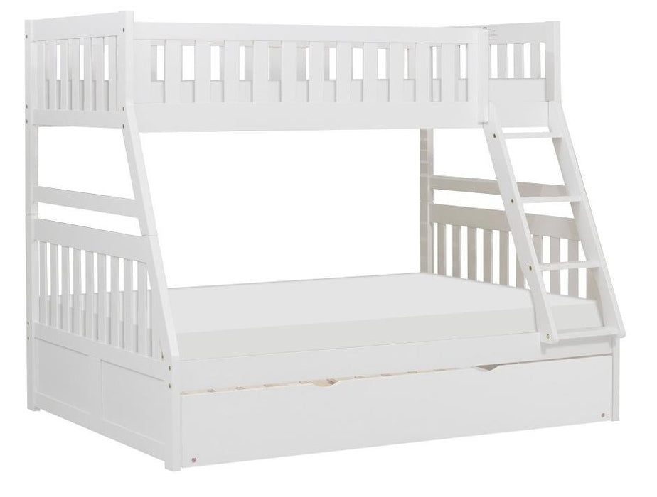 Homelegance Galen Twin/Full Bunk Bed w/ Twin Trundle in White B2053TFW-1*R - Premium Bed from Homelegance (Titan Warehouse) - Just $787.31! Shop now at Furniture Wholesale Plus  We are the best furniture store in Nashville, Hendersonville, Goodlettsville, Madison, Antioch, Mount Juliet, Lebanon, Gallatin, Springfield, Murfreesboro, Franklin, Brentwood