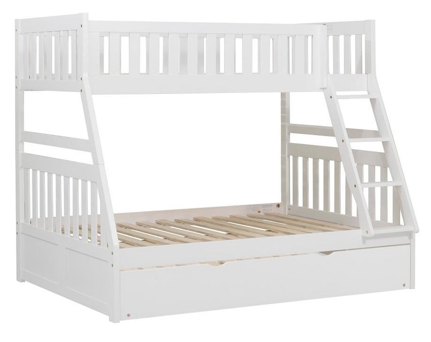 Homelegance Galen Twin/Full Bunk Bed w/ Twin Trundle in White B2053TFW-1*R - Premium Bed from Homelegance (Titan Warehouse) - Just $787.31! Shop now at Furniture Wholesale Plus  We are the best furniture store in Nashville, Hendersonville, Goodlettsville, Madison, Antioch, Mount Juliet, Lebanon, Gallatin, Springfield, Murfreesboro, Franklin, Brentwood