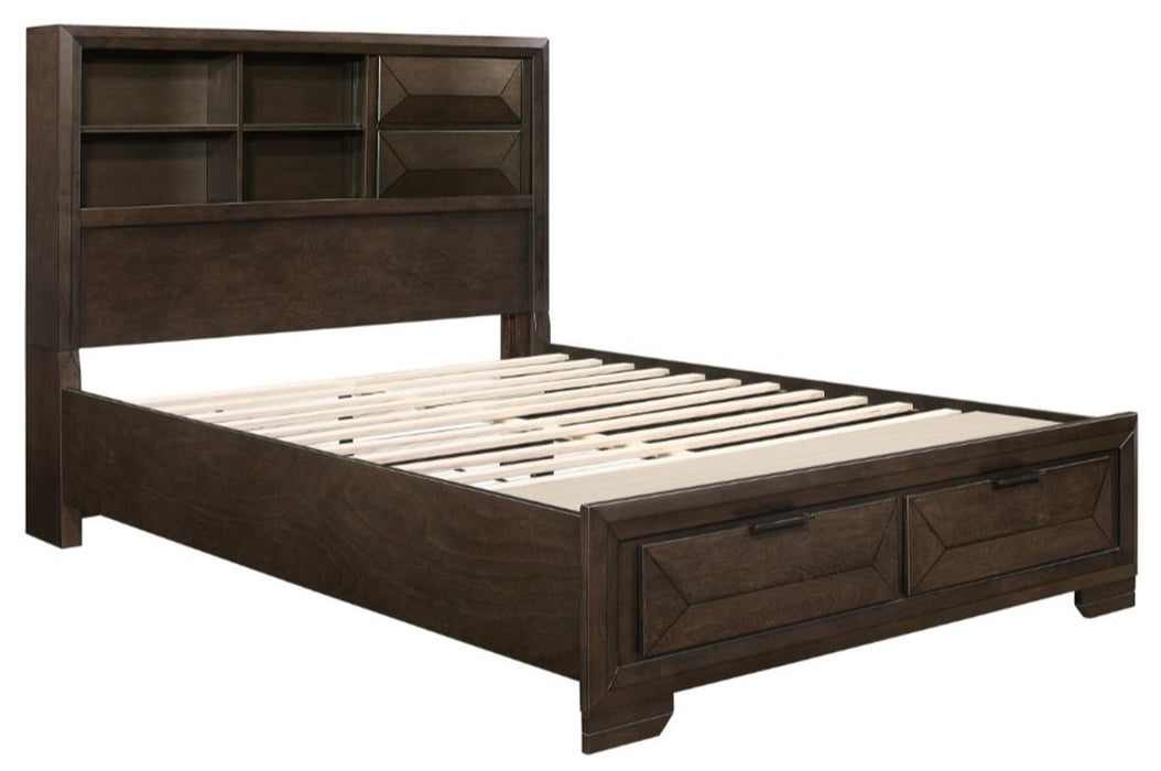 Homelegance Chesky Queen Bookcase Bed with Footboard Storage in Warm Espresso 1753-1* - Premium Bed from Homelegance (Titan Warehouse) - Just $707.85! Shop now at Furniture Wholesale Plus  We are the best furniture store in Nashville, Hendersonville, Goodlettsville, Madison, Antioch, Mount Juliet, Lebanon, Gallatin, Springfield, Murfreesboro, Franklin, Brentwood