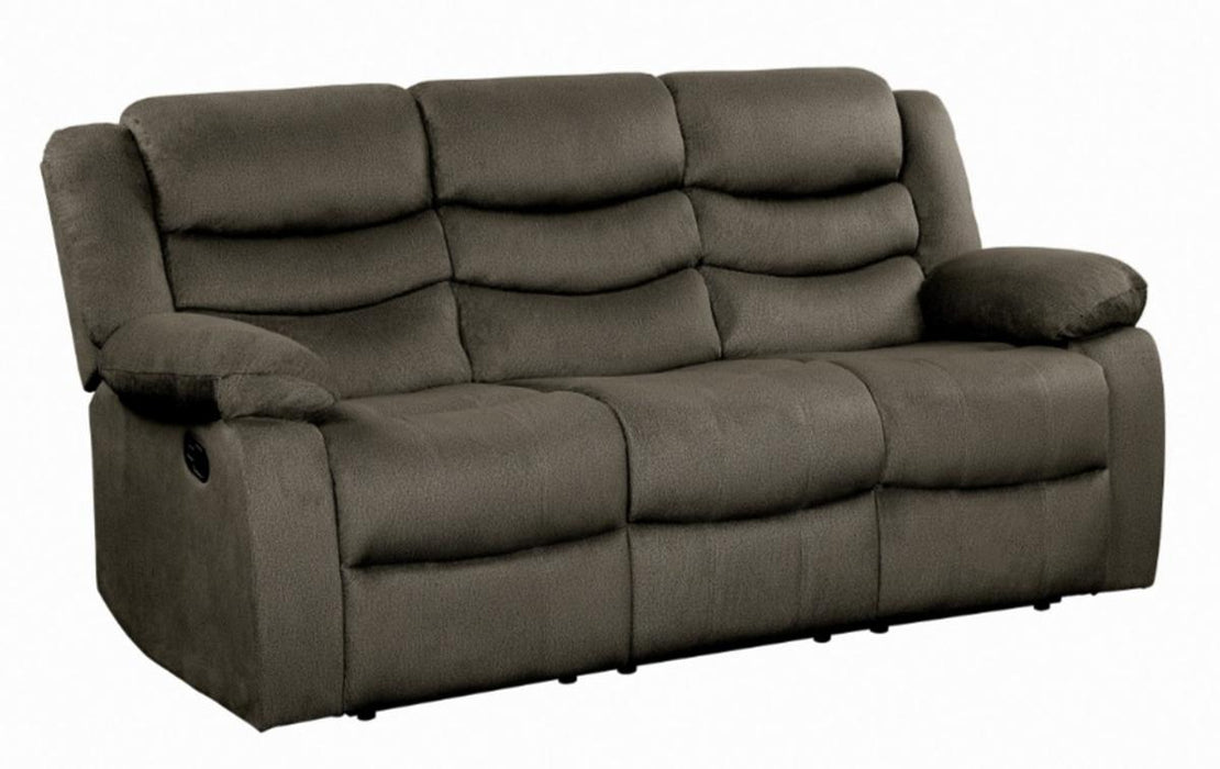 Homelegance Furniture Discus Double Reclining Sofa in Brown 9526BR-3 - Premium Sofa from Homelegance (Titan Warehouse) - Just $778.05! Shop now at Furniture Wholesale Plus  We are the best furniture store in Nashville, Hendersonville, Goodlettsville, Madison, Antioch, Mount Juliet, Lebanon, Gallatin, Springfield, Murfreesboro, Franklin, Brentwood