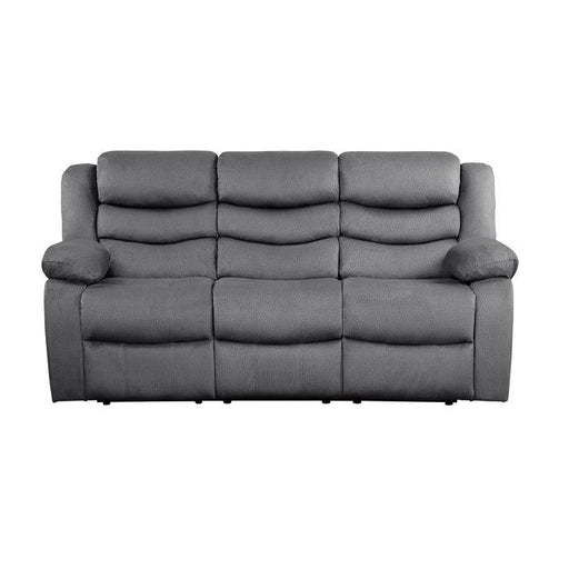 Homelegance Furniture Discus Double Reclining Sofa in Gray 9526GY-3 - Premium Sofa from Homelegance (Titan Warehouse) - Just $778.05! Shop now at Furniture Wholesale Plus  We are the best furniture store in Nashville, Hendersonville, Goodlettsville, Madison, Antioch, Mount Juliet, Lebanon, Gallatin, Springfield, Murfreesboro, Franklin, Brentwood