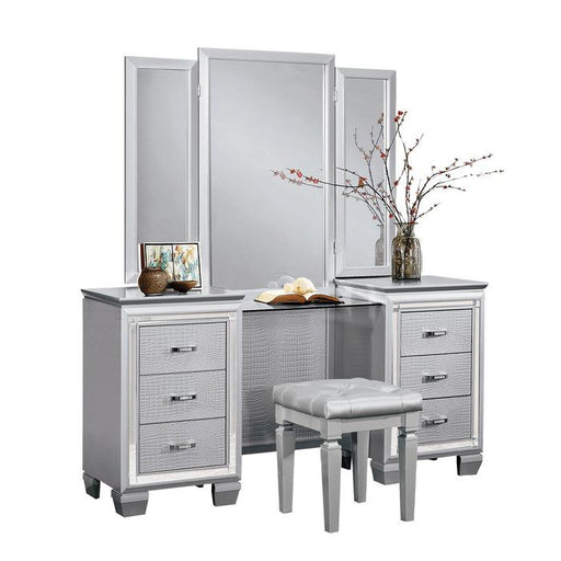 Homelegance Allura Vanity Dresser with Mirror in Silver 1916-15* - Premium Dresser from Homelegance (Titan Warehouse) - Just $836.55! Shop now at Furniture Wholesale Plus  We are the best furniture store in Nashville, Hendersonville, Goodlettsville, Madison, Antioch, Mount Juliet, Lebanon, Gallatin, Springfield, Murfreesboro, Franklin, Brentwood