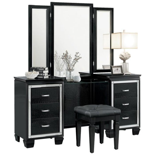 Homelegance Allura Vanity Dresser with Mirror in Black 1916BK-15* - Premium Dresser from Homelegance (Titan Warehouse) - Just $836.55! Shop now at Furniture Wholesale Plus  We are the best furniture store in Nashville, Hendersonville, Goodlettsville, Madison, Antioch, Mount Juliet, Lebanon, Gallatin, Springfield, Murfreesboro, Franklin, Brentwood