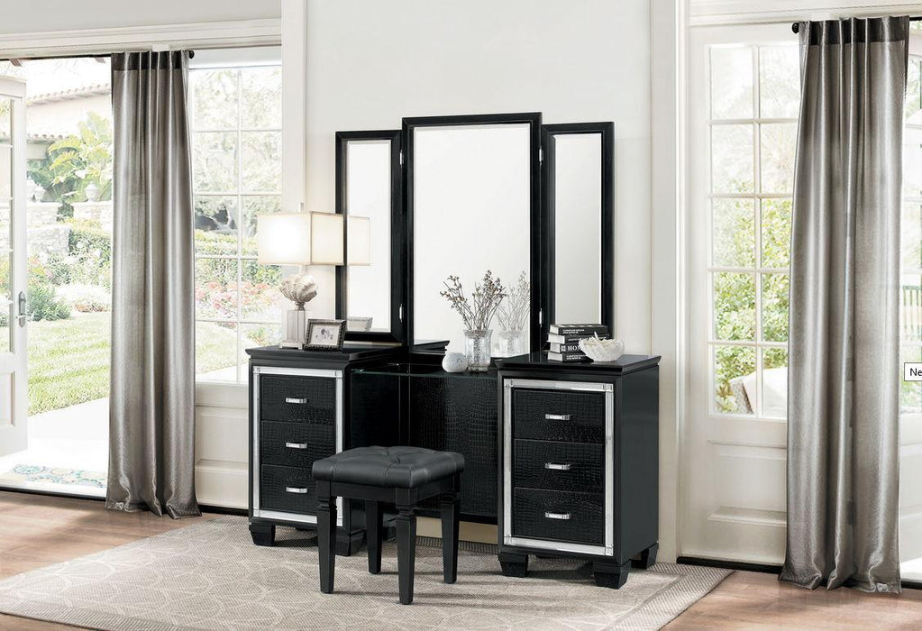 Homelegance Allura Vanity Stool in Black 1916BK-14 - Premium Stool from Homelegance (Titan Warehouse) - Just $76.05! Shop now at Furniture Wholesale Plus  We are the best furniture store in Nashville, Hendersonville, Goodlettsville, Madison, Antioch, Mount Juliet, Lebanon, Gallatin, Springfield, Murfreesboro, Franklin, Brentwood