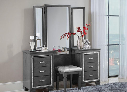 Homelegance Allura Vanity Dresser with Mirror in Gray 1916GY-15* - Premium Dresser from Homelegance (Titan Warehouse) - Just $836.55! Shop now at Furniture Wholesale Plus  We are the best furniture store in Nashville, Hendersonville, Goodlettsville, Madison, Antioch, Mount Juliet, Lebanon, Gallatin, Springfield, Murfreesboro, Franklin, Brentwood