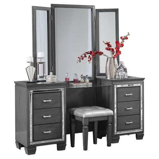 Homelegance Allura Vanity Dresser with Mirror in Gray 1916GY-15* - Premium Dresser from Homelegance (Titan Warehouse) - Just $836.55! Shop now at Furniture Wholesale Plus  We are the best furniture store in Nashville, Hendersonville, Goodlettsville, Madison, Antioch, Mount Juliet, Lebanon, Gallatin, Springfield, Murfreesboro, Franklin, Brentwood