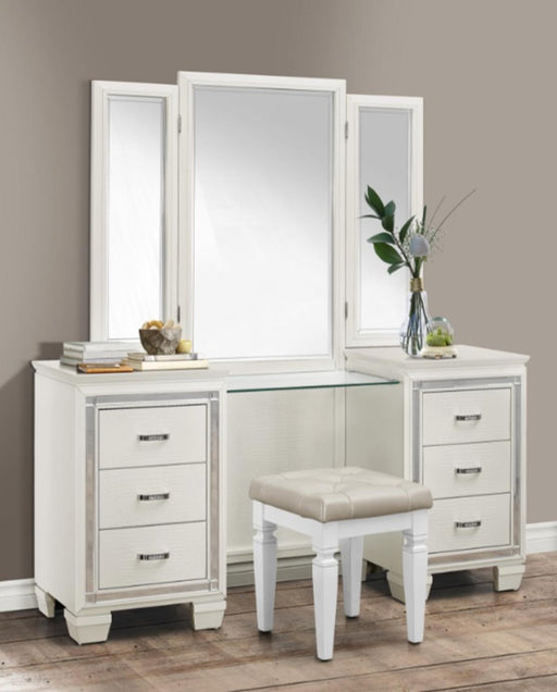 Homelegance Allura Vanity Dresser with Mirror in White 1916W-15* - Premium Dresser from Homelegance (Titan Warehouse) - Just $836.55! Shop now at Furniture Wholesale Plus  We are the best furniture store in Nashville, Hendersonville, Goodlettsville, Madison, Antioch, Mount Juliet, Lebanon, Gallatin, Springfield, Murfreesboro, Franklin, Brentwood