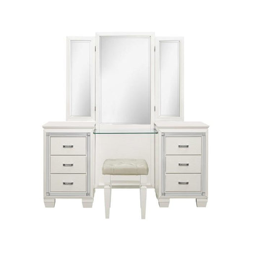 Homelegance Allura Vanity Dresser with Mirror in White 1916W-15* - Premium Dresser from Homelegance (Titan Warehouse) - Just $836.55! Shop now at Furniture Wholesale Plus  We are the best furniture store in Nashville, Hendersonville, Goodlettsville, Madison, Antioch, Mount Juliet, Lebanon, Gallatin, Springfield, Murfreesboro, Franklin, Brentwood