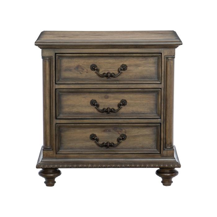 Homelegance Furniture Rachelle 3 Drawer Nightstand in Weathered Pecan 1693-4 - Premium Nightstand from Homelegance (Titan Warehouse) - Just $382.20! Shop now at Furniture Wholesale Plus  We are the best furniture store in Nashville, Hendersonville, Goodlettsville, Madison, Antioch, Mount Juliet, Lebanon, Gallatin, Springfield, Murfreesboro, Franklin, Brentwood