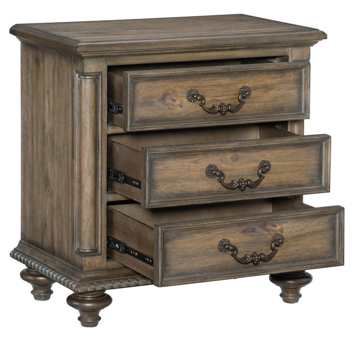 Homelegance Furniture Rachelle 3 Drawer Nightstand in Weathered Pecan 1693-4 - Premium Nightstand from Homelegance (Titan Warehouse) - Just $382.20! Shop now at Furniture Wholesale Plus  We are the best furniture store in Nashville, Hendersonville, Goodlettsville, Madison, Antioch, Mount Juliet, Lebanon, Gallatin, Springfield, Murfreesboro, Franklin, Brentwood