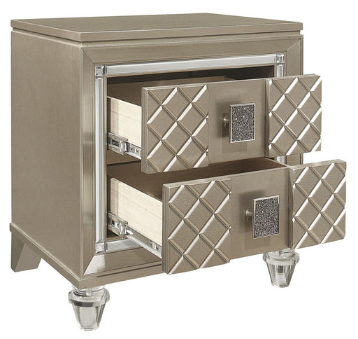 Homelegance Furniture Youth Loudon 2 Drawer Nightstand in Champagne Metallic B1515-4 - Premium Nightstand from Homelegance (Titan Warehouse) - Just $310.05! Shop now at Furniture Wholesale Plus  We are the best furniture store in Nashville, Hendersonville, Goodlettsville, Madison, Antioch, Mount Juliet, Lebanon, Gallatin, Springfield, Murfreesboro, Franklin, Brentwood