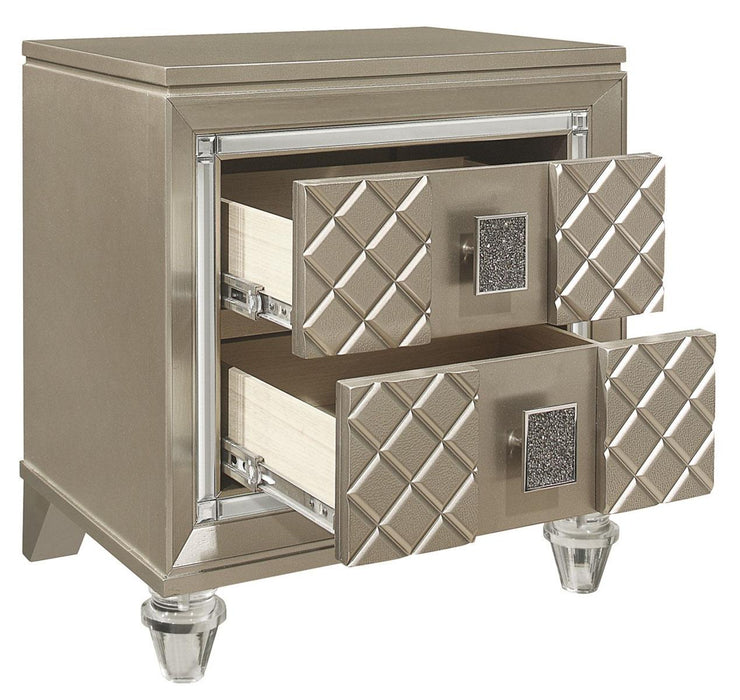 Homelegance Furniture Youth Loudon 2 Drawer Nightstand in Champagne Metallic B1515-4 - Premium Nightstand from Homelegance (Titan Warehouse) - Just $310.05! Shop now at Furniture Wholesale Plus  We are the best furniture store in Nashville, Hendersonville, Goodlettsville, Madison, Antioch, Mount Juliet, Lebanon, Gallatin, Springfield, Murfreesboro, Franklin, Brentwood