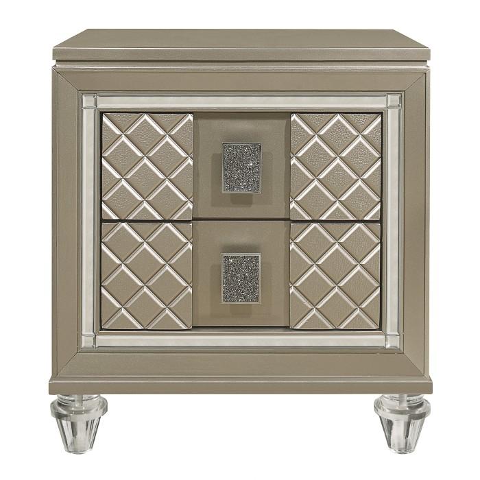 Homelegance Furniture Youth Loudon 2 Drawer Nightstand in Champagne Metallic B1515-4 - Premium Nightstand from Homelegance (Titan Warehouse) - Just $310.05! Shop now at Furniture Wholesale Plus  We are the best furniture store in Nashville, Hendersonville, Goodlettsville, Madison, Antioch, Mount Juliet, Lebanon, Gallatin, Springfield, Murfreesboro, Franklin, Brentwood