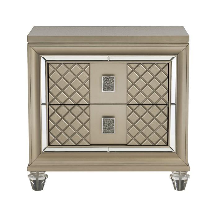 Homelegance Furniture Loudon 2 Drawer Nightstand in Champagne Metallic 1515-4 - Premium Nightstand from Homelegance (Titan Warehouse) - Just $407.55! Shop now at Furniture Wholesale Plus  We are the best furniture store in Nashville, Hendersonville, Goodlettsville, Madison, Antioch, Mount Juliet, Lebanon, Gallatin, Springfield, Murfreesboro, Franklin, Brentwood