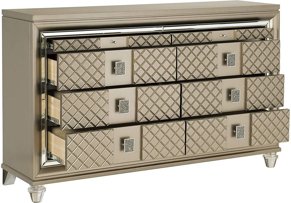 Homelegance Furniture Loudon 8 Drawer Dresser in Champagne Metallic 1515-5 - Premium Dresser from Homelegance (Titan Warehouse) - Just $832.65! Shop now at Furniture Wholesale Plus  We are the best furniture store in Nashville, Hendersonville, Goodlettsville, Madison, Antioch, Mount Juliet, Lebanon, Gallatin, Springfield, Murfreesboro, Franklin, Brentwood