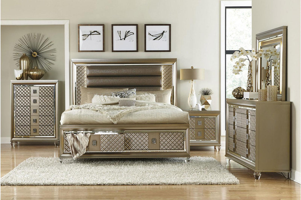 Homelegance Furniture Loudon 5 Drawer Chest in Champagne Metallic 1515-9 - Premium Chest from Homelegance (Titan Warehouse) - Just $682.50! Shop now at Furniture Wholesale Plus  We are the best furniture store in Nashville, Hendersonville, Goodlettsville, Madison, Antioch, Mount Juliet, Lebanon, Gallatin, Springfield, Murfreesboro, Franklin, Brentwood