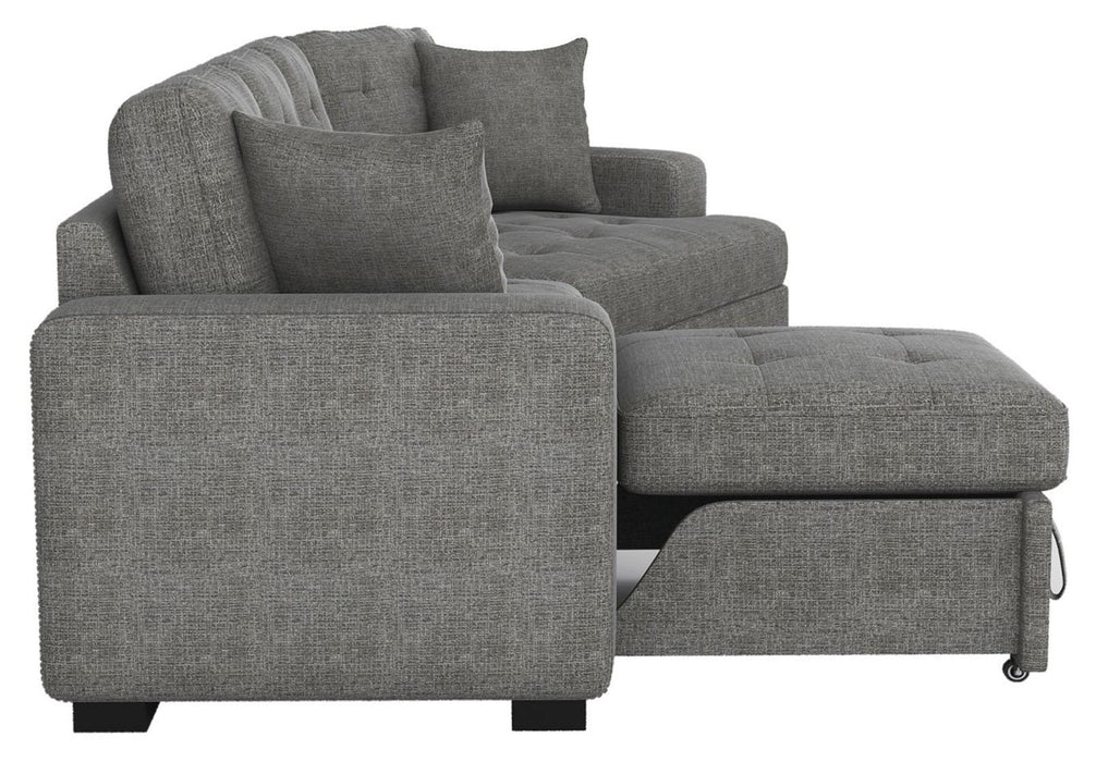 Homelegance Furniture Logansport Left Side 2-Seater with Pull-out Ottoman and 1 Pillow in Gray 9401GRY-2L - Premium Chair from Homelegance (Titan Warehouse) - Just $713.70! Shop now at Furniture Wholesale Plus  We are the best furniture store in Nashville, Hendersonville, Goodlettsville, Madison, Antioch, Mount Juliet, Lebanon, Gallatin, Springfield, Murfreesboro, Franklin, Brentwood