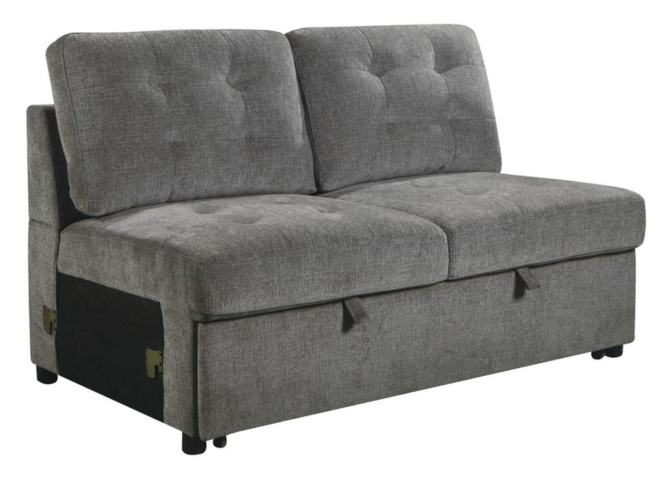 Homelegance Furniture Logansport Armless 2-Seater with Pull-out Bed in Gray 9401GRY-2A - Premium Chair from Homelegance (Titan Warehouse) - Just $696.15! Shop now at Furniture Wholesale Plus  We are the best furniture store in Nashville, Hendersonville, Goodlettsville, Madison, Antioch, Mount Juliet, Lebanon, Gallatin, Springfield, Murfreesboro, Franklin, Brentwood