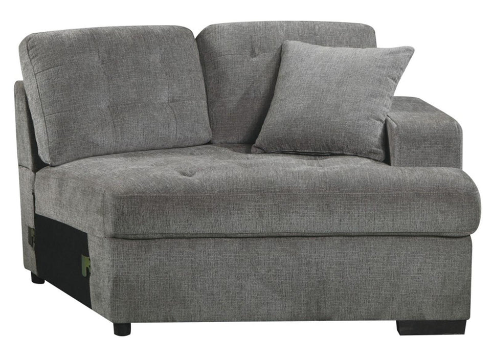 Homelegance Furniture Logansport Right Side Cuddler with 1 Pillow in Gray 9401GRY-RU - Premium Cuddle Chair from Homelegance (Titan Warehouse) - Just $711.75! Shop now at Furniture Wholesale Plus  We are the best furniture store in Nashville, Hendersonville, Goodlettsville, Madison, Antioch, Mount Juliet, Lebanon, Gallatin, Springfield, Murfreesboro, Franklin, Brentwood