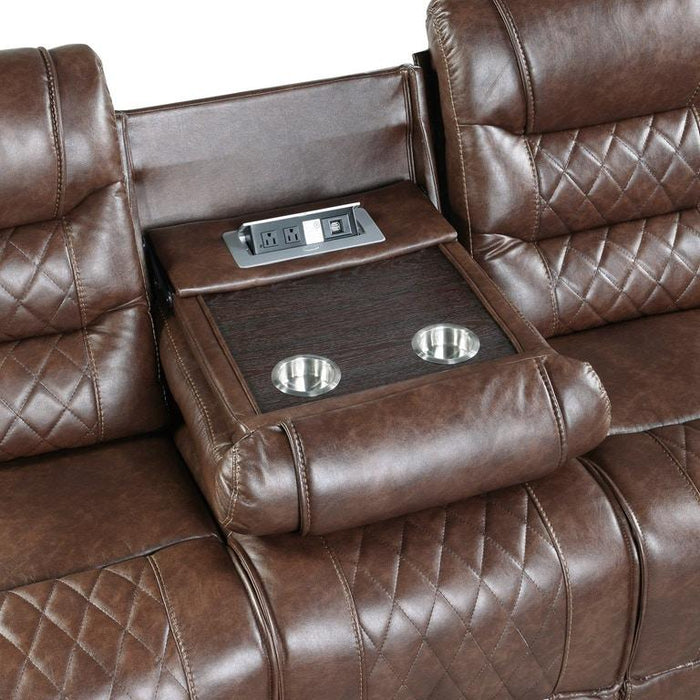 Homelegance Furniture Putnam Double Reclining Sofa with Drop-Down in Brown 9405BR-3 - Premium Sofa from Homelegance (Titan Warehouse) - Just $992.55! Shop now at Furniture Wholesale Plus  We are the best furniture store in Nashville, Hendersonville, Goodlettsville, Madison, Antioch, Mount Juliet, Lebanon, Gallatin, Springfield, Murfreesboro, Franklin, Brentwood