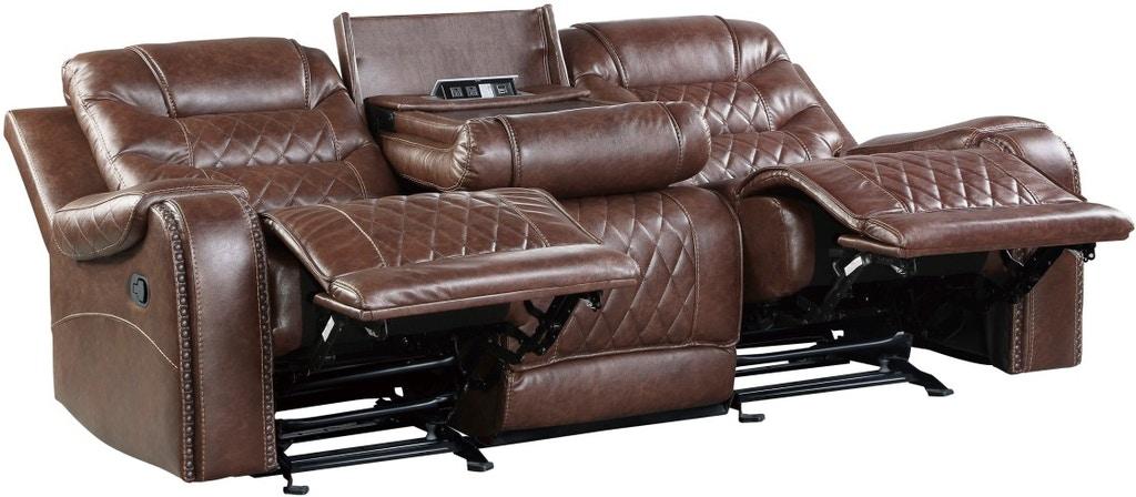 Homelegance Furniture Putnam Double Reclining Sofa with Drop-Down in Brown 9405BR-3 - Premium Sofa from Homelegance (Titan Warehouse) - Just $992.55! Shop now at Furniture Wholesale Plus  We are the best furniture store in Nashville, Hendersonville, Goodlettsville, Madison, Antioch, Mount Juliet, Lebanon, Gallatin, Springfield, Murfreesboro, Franklin, Brentwood