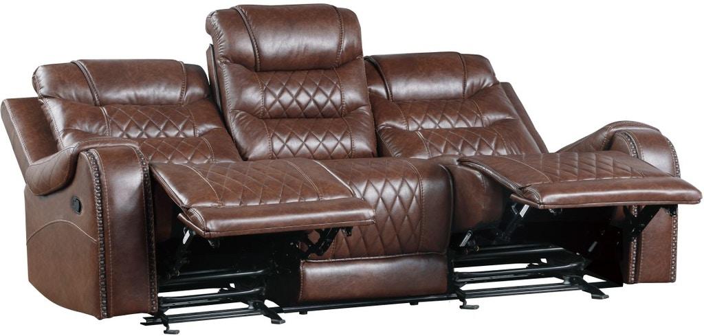 Homelegance Furniture Putnam Double Reclining Sofa with Drop-Down in Brown 9405BR-3 - Premium Sofa from Homelegance (Titan Warehouse) - Just $992.55! Shop now at Furniture Wholesale Plus  We are the best furniture store in Nashville, Hendersonville, Goodlettsville, Madison, Antioch, Mount Juliet, Lebanon, Gallatin, Springfield, Murfreesboro, Franklin, Brentwood