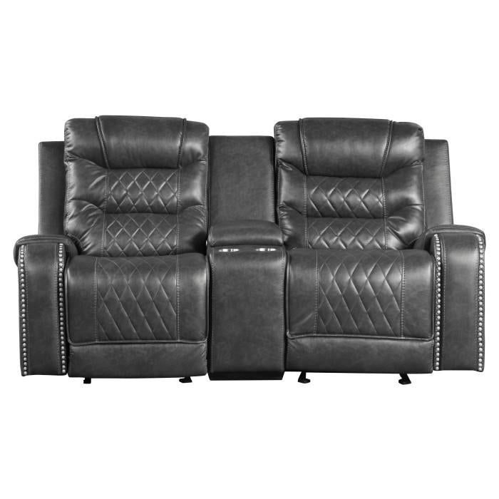 Homelegance Furniture Putnam Double Glider Reclining Loveseat in Gray 9405GY-2 - Premium Loveseat from Homelegance (Titan Warehouse) - Just $992.55! Shop now at Furniture Wholesale Plus  We are the best furniture store in Nashville, Hendersonville, Goodlettsville, Madison, Antioch, Mount Juliet, Lebanon, Gallatin, Springfield, Murfreesboro, Franklin, Brentwood