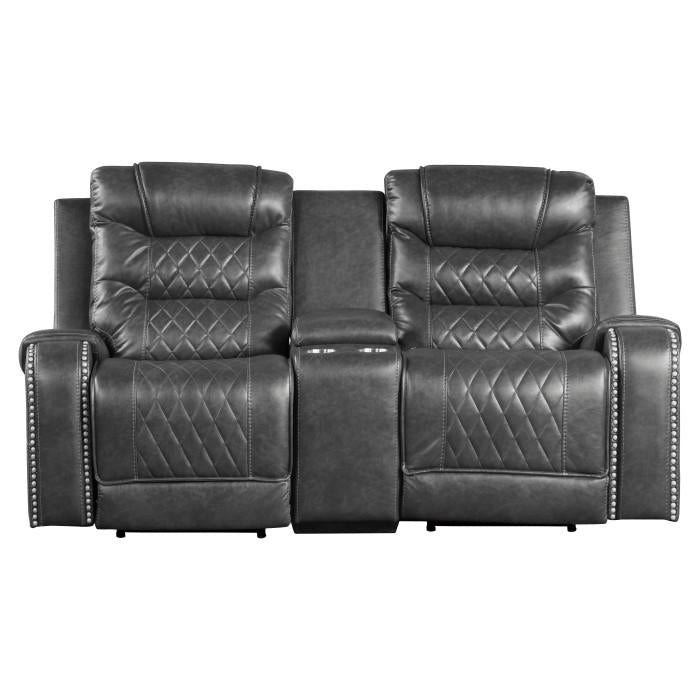 Homelegance Furniture Putnam Power Double Reclining Loveseat in Gray 9405GY-2PW - Premium Loveseat from Homelegance (Titan Warehouse) - Just $1109.55! Shop now at Furniture Wholesale Plus  We are the best furniture store in Nashville, Hendersonville, Goodlettsville, Madison, Antioch, Mount Juliet, Lebanon, Gallatin, Springfield, Murfreesboro, Franklin, Brentwood