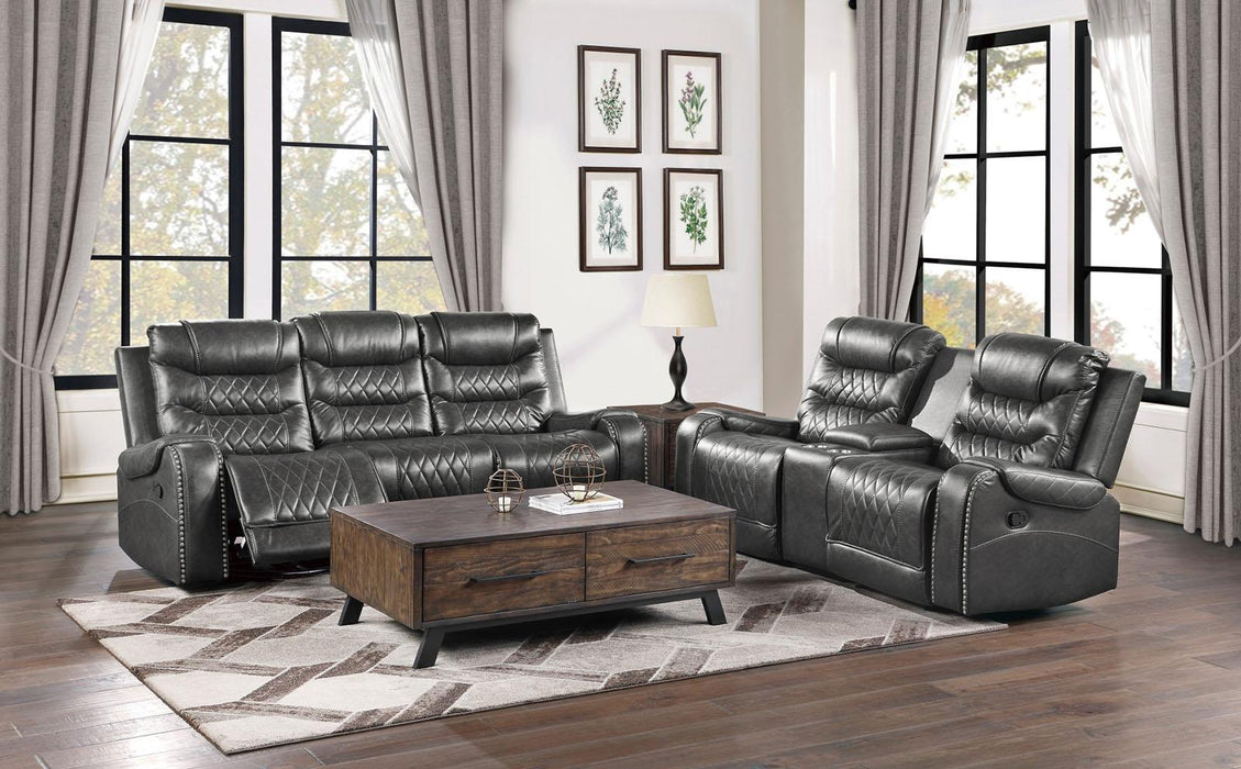 Homelegance Furniture Putnam Double Glider Reclining Loveseat in Gray 9405GY-2 - Premium Loveseat from Homelegance (Titan Warehouse) - Just $992.55! Shop now at Furniture Wholesale Plus  We are the best furniture store in Nashville, Hendersonville, Goodlettsville, Madison, Antioch, Mount Juliet, Lebanon, Gallatin, Springfield, Murfreesboro, Franklin, Brentwood