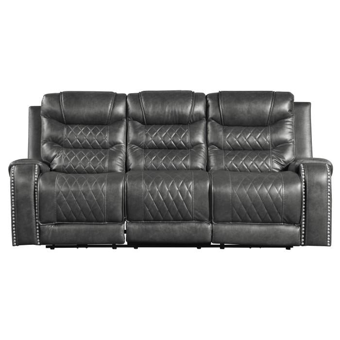 Homelegance Furniture Putnam Double Reclining Sofa with Drop-Down in Gray 9405GY-3 - Premium Sofa from Homelegance (Titan Warehouse) - Just $992.55! Shop now at Furniture Wholesale Plus  We are the best furniture store in Nashville, Hendersonville, Goodlettsville, Madison, Antioch, Mount Juliet, Lebanon, Gallatin, Springfield, Murfreesboro, Franklin, Brentwood