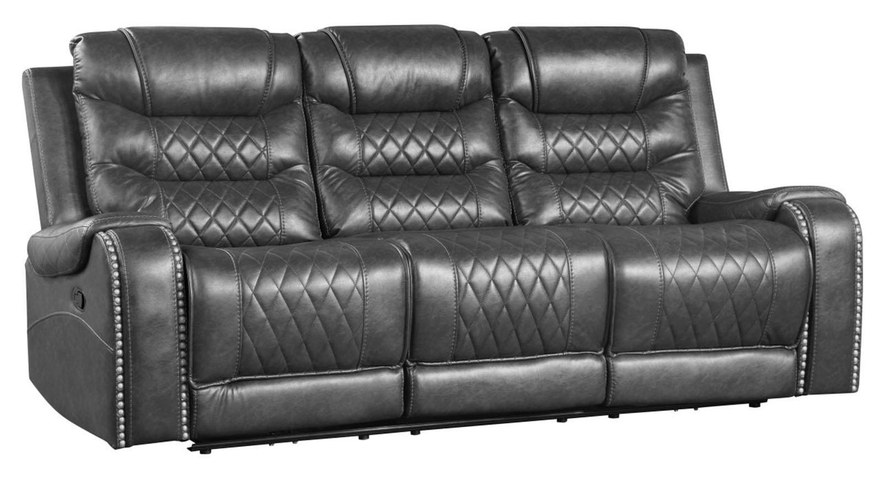 Homelegance Furniture Putnam Double Reclining Sofa with Drop-Down in Gray 9405GY-3 - Premium Sofa from Homelegance (Titan Warehouse) - Just $992.55! Shop now at Furniture Wholesale Plus  We are the best furniture store in Nashville, Hendersonville, Goodlettsville, Madison, Antioch, Mount Juliet, Lebanon, Gallatin, Springfield, Murfreesboro, Franklin, Brentwood