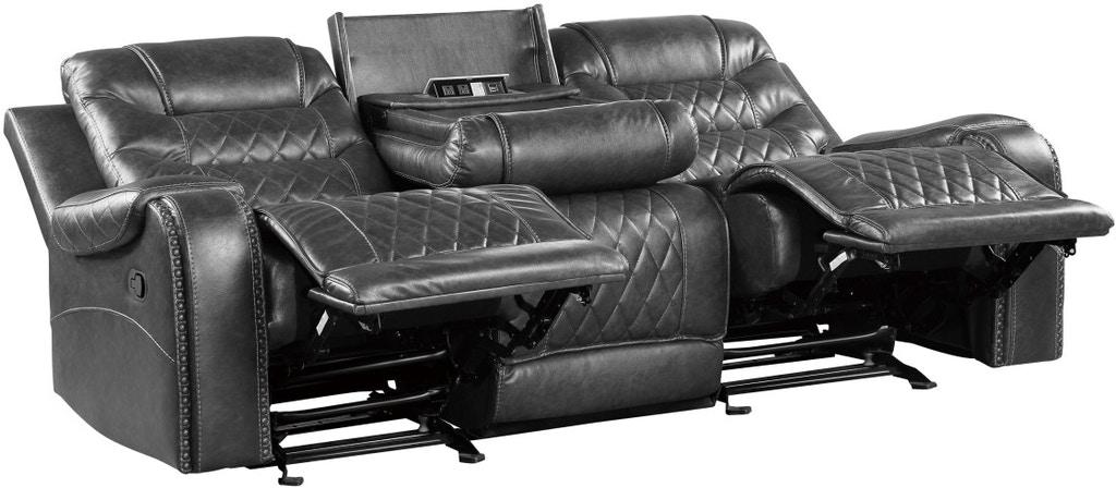 Homelegance Furniture Putnam Power Double Reclining Sofa with Drop-Down in Gray 9405GY-3PW - Premium Sofa from Homelegance (Titan Warehouse) - Just $1168.05! Shop now at Furniture Wholesale Plus  We are the best furniture store in Nashville, Hendersonville, Goodlettsville, Madison, Antioch, Mount Juliet, Lebanon, Gallatin, Springfield, Murfreesboro, Franklin, Brentwood