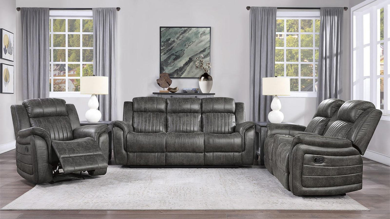 Homelegance Furniture Centeroak Double Reclining Sofa in Gray 9479BRG-3 - Premium Sofa from Homelegance (Titan Warehouse) - Just $953.55! Shop now at Furniture Wholesale Plus  We are the best furniture store in Nashville, Hendersonville, Goodlettsville, Madison, Antioch, Mount Juliet, Lebanon, Gallatin, Springfield, Murfreesboro, Franklin, Brentwood