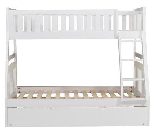 Galen Twin/Full Bunk Bed w/ Twin Trundle in White B2053TFW-1*R - Premium Bed from Homelegance (Titan Warehouse) - Just $787.31! Shop now at Furniture Wholesale Plus  We are the best furniture store in Nashville, Hendersonville, Goodlettsville, Madison, Antioch, Mount Juliet, Lebanon, Gallatin, Springfield, Murfreesboro, Franklin, Brentwood