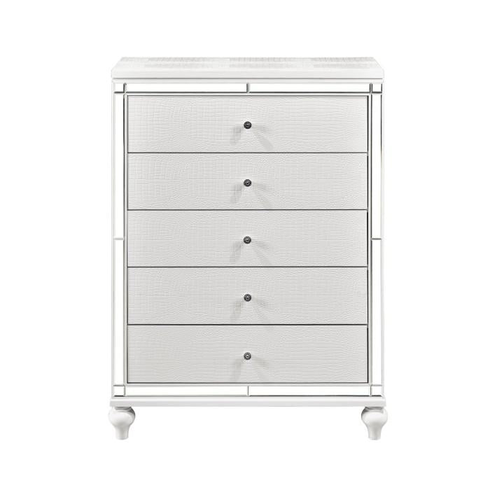 Alonza 5 Drawer Chest in White 1845-9 - Premium Chest from Homelegance (Titan Warehouse) - Just $653.25! Shop now at Furniture Wholesale Plus  We are the best furniture store in Nashville, Hendersonville, Goodlettsville, Madison, Antioch, Mount Juliet, Lebanon, Gallatin, Springfield, Murfreesboro, Franklin, Brentwood