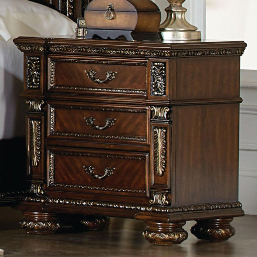 Catalonia 3 Drawer Nightstand in Cherry 1824-4 - Premium Nightstand from Homelegance (Titan Warehouse) - Just $409.50! Shop now at Furniture Wholesale Plus  We are the best furniture store in Nashville, Hendersonville, Goodlettsville, Madison, Antioch, Mount Juliet, Lebanon, Gallatin, Springfield, Murfreesboro, Franklin, Brentwood