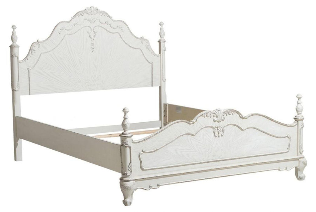 Cinderella Queen Poster Bed in Antique White 1386NW-1* - Premium Bed from Homelegance (Titan Warehouse) - Just $676.65! Shop now at Furniture Wholesale Plus  We are the best furniture store in Nashville, Hendersonville, Goodlettsville, Madison, Antioch, Mount Juliet, Lebanon, Gallatin, Springfield, Murfreesboro, Franklin, Brentwood