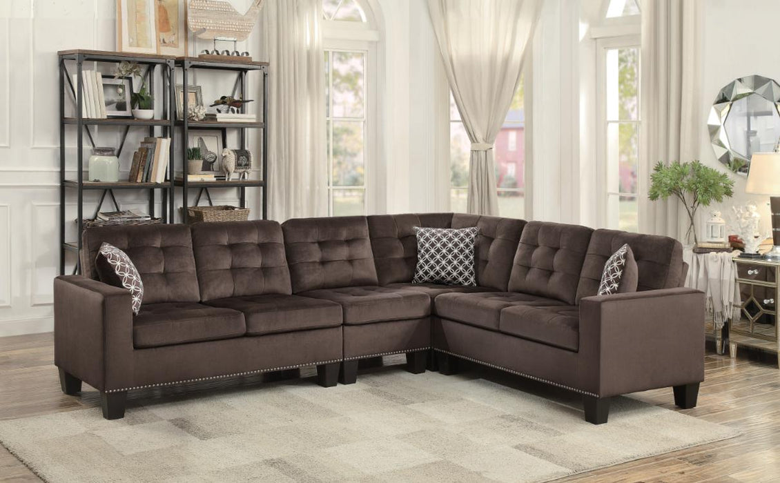 Lantana 2-Piece Reversible Sectional in Chocolate 9957CH*SC - Premium Sectional from Homelegance (Titan Warehouse) - Just $973.05! Shop now at Furniture Wholesale Plus  We are the best furniture store in Nashville, Hendersonville, Goodlettsville, Madison, Antioch, Mount Juliet, Lebanon, Gallatin, Springfield, Murfreesboro, Franklin, Brentwood