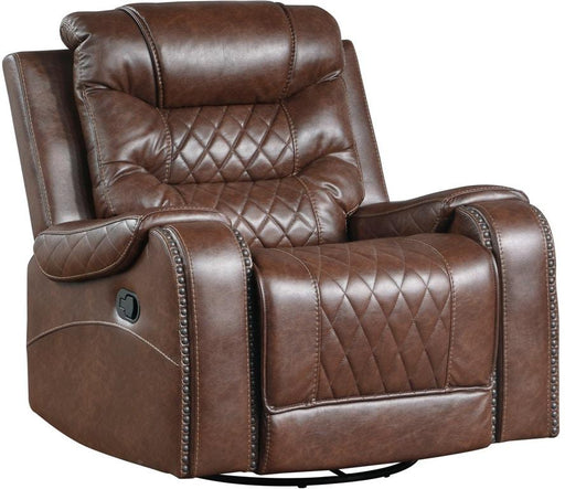 Putnam Swivel Glider Reclining Chair in Brown 9405BR-1 - Premium Glider from Homelegance (Titan Warehouse) - Just $602.55! Shop now at Furniture Wholesale Plus  We are the best furniture store in Nashville, Hendersonville, Goodlettsville, Madison, Antioch, Mount Juliet, Lebanon, Gallatin, Springfield, Murfreesboro, Franklin, Brentwood