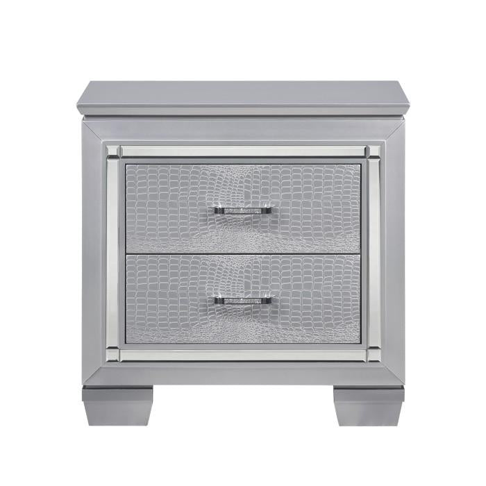 Allura Nightstand in Silver 1916-4 - Premium Nightstand from Homelegance (Titan Warehouse) - Just $312! Shop now at Furniture Wholesale Plus  We are the best furniture store in Nashville, Hendersonville, Goodlettsville, Madison, Antioch, Mount Juliet, Lebanon, Gallatin, Springfield, Murfreesboro, Franklin, Brentwood