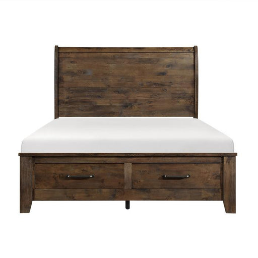 Jerrick King Sleigh Platform Bed with Footboard Storage in Burnished Brown 1957K-1EK* - Premium Bed from Homelegance (Titan Warehouse) - Just $789.75! Shop now at Furniture Wholesale Plus  We are the best furniture store in Nashville, Hendersonville, Goodlettsville, Madison, Antioch, Mount Juliet, Lebanon, Gallatin, Springfield, Murfreesboro, Franklin, Brentwood