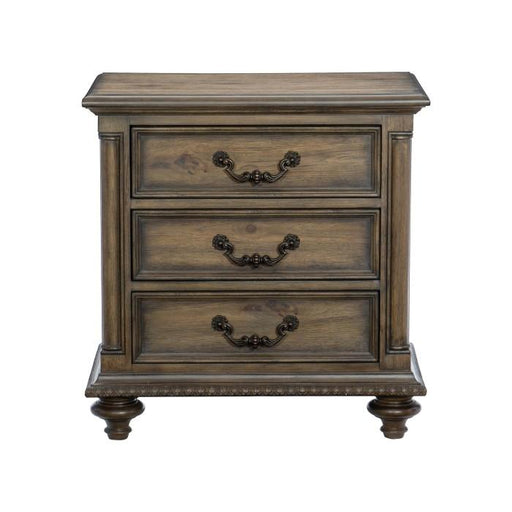 Rachelle 3 Drawer Nightstand in Weathered Pecan 1693-4 - Premium Nightstand from Homelegance (Titan Warehouse) - Just $382.20! Shop now at Furniture Wholesale Plus  We are the best furniture store in Nashville, Hendersonville, Goodlettsville, Madison, Antioch, Mount Juliet, Lebanon, Gallatin, Springfield, Murfreesboro, Franklin, Brentwood