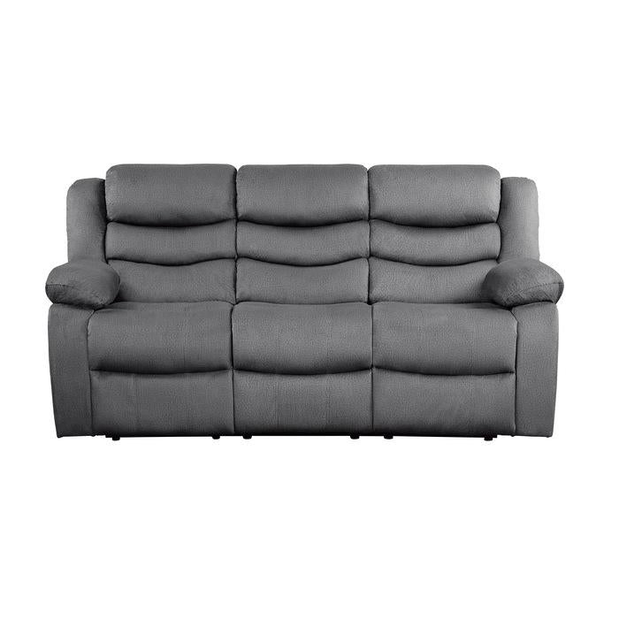 Discus Double Reclining Sofa in Gray 9526GY-3 - Premium Sofa from Homelegance (Titan Warehouse) - Just $778.05! Shop now at Furniture Wholesale Plus  We are the best furniture store in Nashville, Hendersonville, Goodlettsville, Madison, Antioch, Mount Juliet, Lebanon, Gallatin, Springfield, Murfreesboro, Franklin, Brentwood