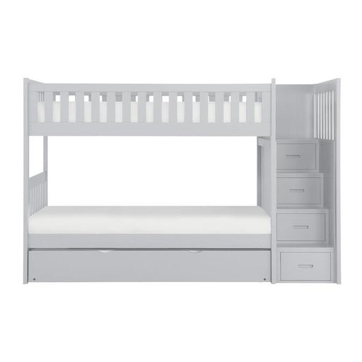 Orion Bunk Bed w/ Reversible Step Storage and Twin Trundle in Gray B2063SB-1*R - Premium Bed from Homelegance (Titan Warehouse) - Just $1299.19! Shop now at Furniture Wholesale Plus  We are the best furniture store in Nashville, Hendersonville, Goodlettsville, Madison, Antioch, Mount Juliet, Lebanon, Gallatin, Springfield, Murfreesboro, Franklin, Brentwood