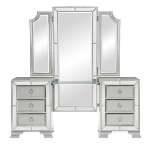 Avondale Vanity Dresser with Mirror in Silver 1646-15 - Premium Vanity from Homelegance (Titan Warehouse) - Just $984.75! Shop now at Furniture Wholesale Plus  We are the best furniture store in Nashville, Hendersonville, Goodlettsville, Madison, Antioch, Mount Juliet, Lebanon, Gallatin, Springfield, Murfreesboro, Franklin, Brentwood