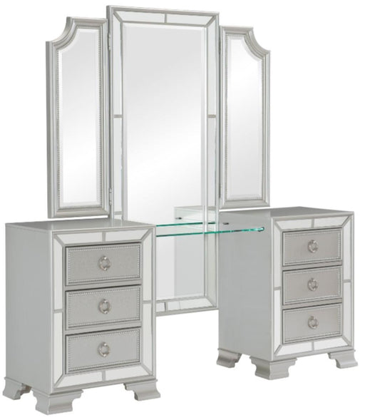 Avondale Vanity Dresser with Mirror in Silver 1646-15 - Premium Vanity from Homelegance (Titan Warehouse) - Just $984.75! Shop now at Furniture Wholesale Plus  We are the best furniture store in Nashville, Hendersonville, Goodlettsville, Madison, Antioch, Mount Juliet, Lebanon, Gallatin, Springfield, Murfreesboro, Franklin, Brentwood