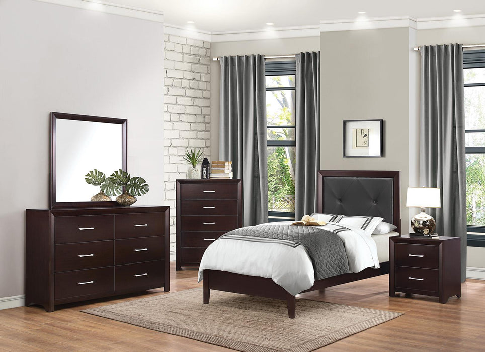 Edina Twin Panel Bed in Espresso-Hinted Cherry 2145T-1 - Premium Bed from Homelegance (Titan Warehouse) - Just $280.31! Shop now at Furniture Wholesale Plus  We are the best furniture store in Nashville, Hendersonville, Goodlettsville, Madison, Antioch, Mount Juliet, Lebanon, Gallatin, Springfield, Murfreesboro, Franklin, Brentwood