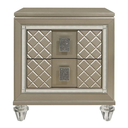 Youth Loudon 2 Drawer Nightstand in Champagne Metallic B1515-4 - Premium Nightstand from Homelegance (Titan Warehouse) - Just $310.05! Shop now at Furniture Wholesale Plus  We are the best furniture store in Nashville, Hendersonville, Goodlettsville, Madison, Antioch, Mount Juliet, Lebanon, Gallatin, Springfield, Murfreesboro, Franklin, Brentwood